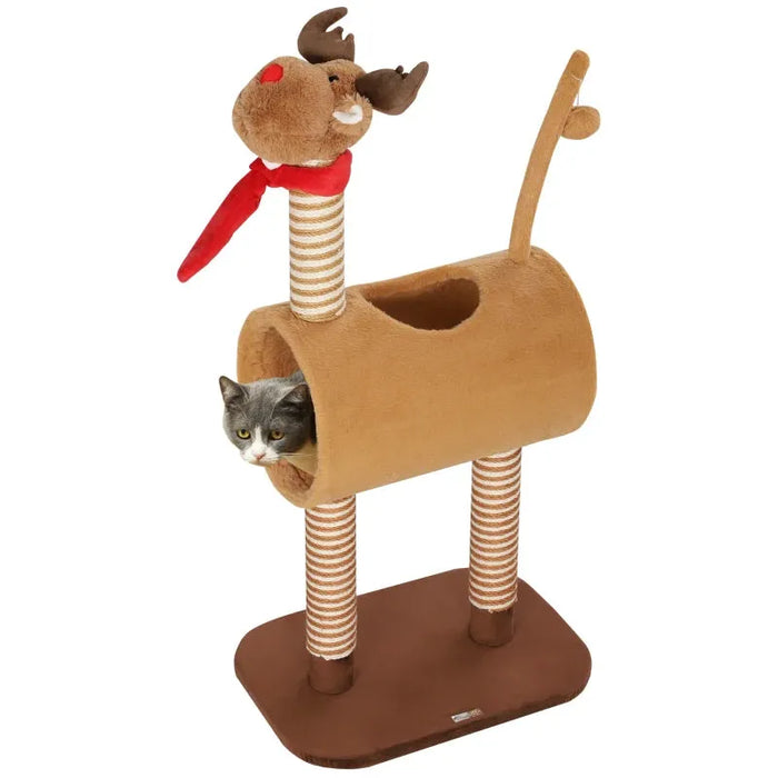 Deer Themed Cat Tree with Scratching Posts 98cm - Little and Giant Explorers PawHut