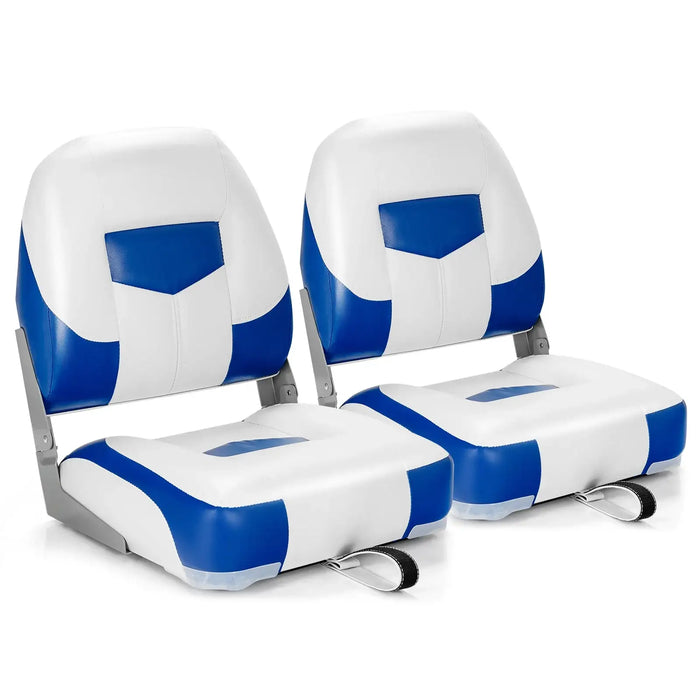 Deluxe Low-Back Boat Chairs (2-Pack) | Folding Marine Seats with Cushions and PVC Leather COSTWAY - Little and Giant Explorers Costway