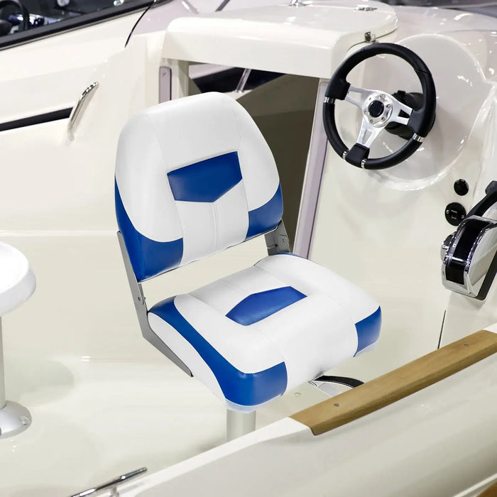 Deluxe Low-Back Boat Chairs (2-Pack) | Folding Marine Seats with Cushions and PVC Leather COSTWAY - Little and Giant Explorers Costway