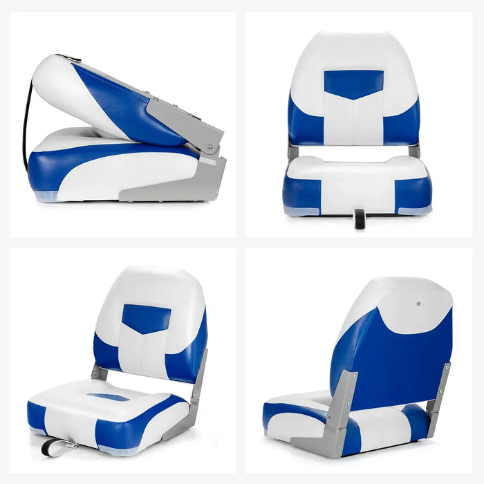 Deluxe Low-Back Boat Chairs (2-Pack) | Folding Marine Seats with Cushions and PVC Leather COSTWAY - Little and Giant Explorers Costway