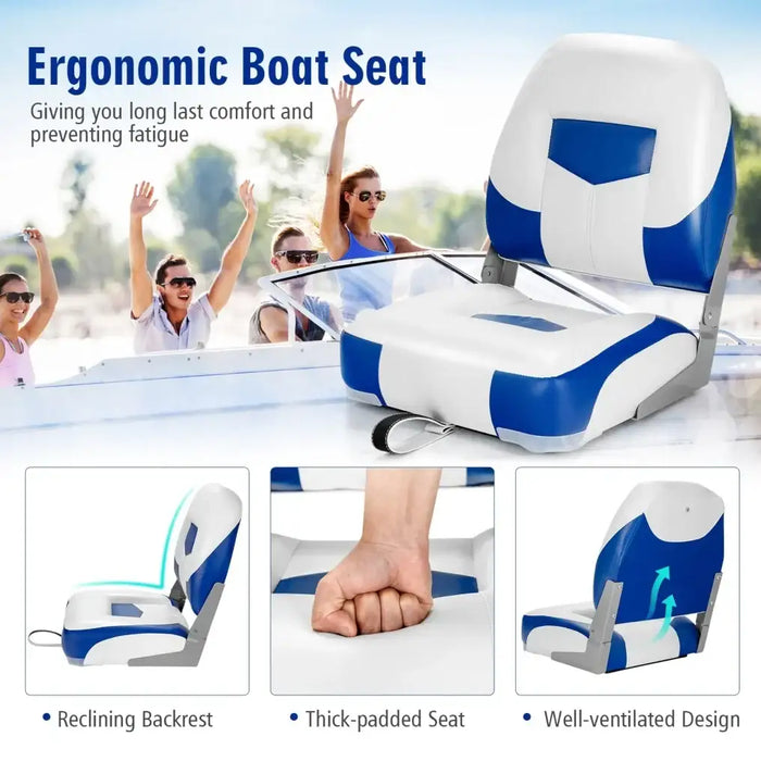 Deluxe Low-Back Boat Chairs (2-Pack) | Folding Marine Seats with Cushions and PVC Leather COSTWAY - Little and Giant Explorers Costway
