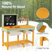 Deluxe wooden kids workbench with blackboard, tool rack, burr-free surface, and six legs.