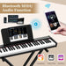 Digital piano keyboard with Bluetooth MIDI audio function connecting to smartphone and tablet apps