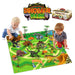 Children playing with a Dinosaur Park play mat and figures on a white background.