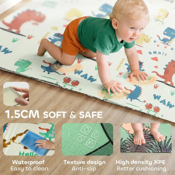 Dinosaur Baby Play Mat – Reversible Design | Foldable 3.45㎡ Coverage AIYAPLAY - Little and Giant Explorers AIYAPLAY