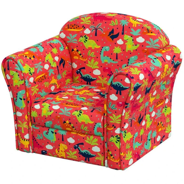 Kids Armchair with Dinosaur Print in Red - Little and Giant Explorers AIYAPLAY