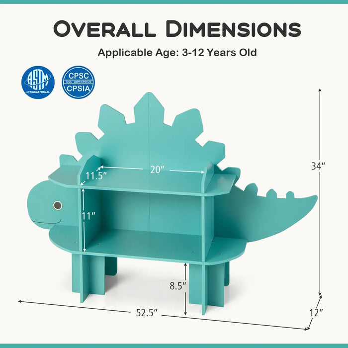 Kids Bookshelf Dinosaur Shape | Storage and Organisation with Child-Friendly Design - Little and Giant Explorers Costway