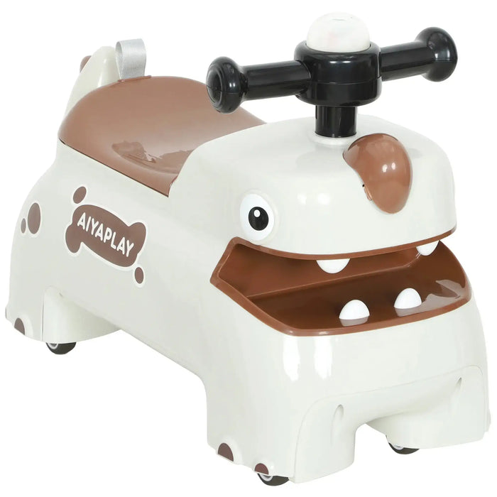 Children's ride-on toy with a dog design on a white background