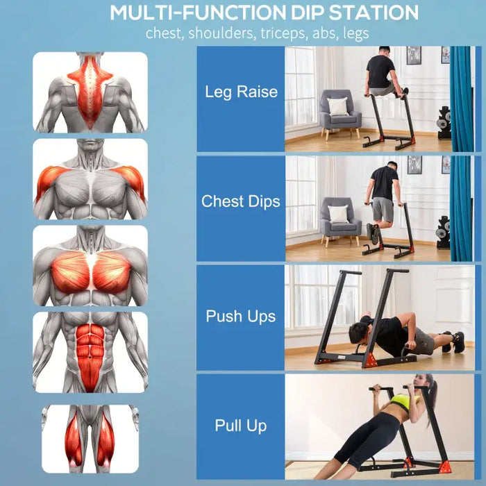 Dip Station – Steel Frame | Push-Up and Triceps Bar - 120kg Capacity HOMCOM - Little and Giant Explorers HOMCOM