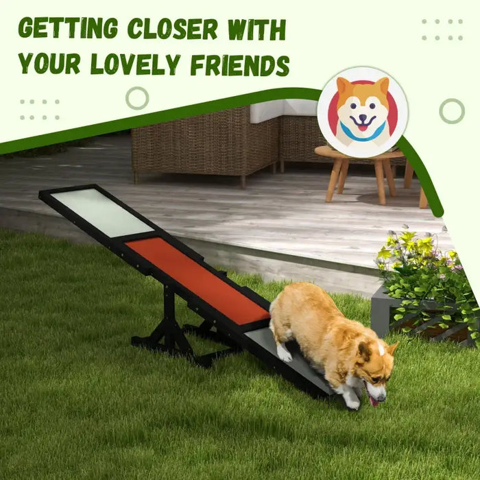 Dog Agility Seesaw – Fir Wood | Outdoor Exercise Equipment for Dogs up to 30kg PAWHUT - Little and Giant Explorers PawHut