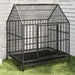 Heavy duty galvanised steel dog cage with wheels for indoor and outdoor use on grass