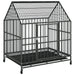 Heavy duty galvanized steel dog cage with wheels and pitched roof for indoor and outdoor use