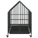 Heavy duty galvanized steel dog cage with wheels, indoor outdoor use, peaked roof design