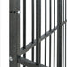 Close-up of heavy duty galvanized steel dog cage bars with bolts, indoor outdoor use