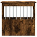 Smoked oak dog crate furniture with metal bars and end table design