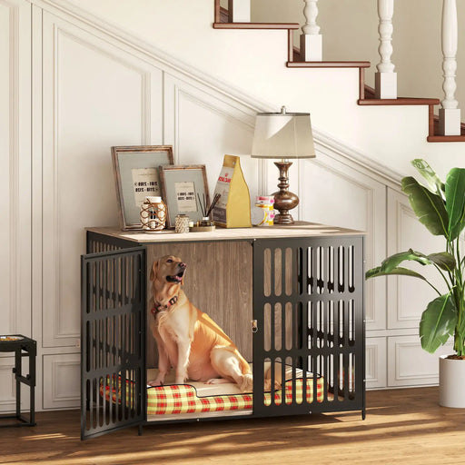 Dog Crate Furniture with Anti-Chew Resistant Mesh for Extra Large Dogs - Little and Giant Explorers PawHut