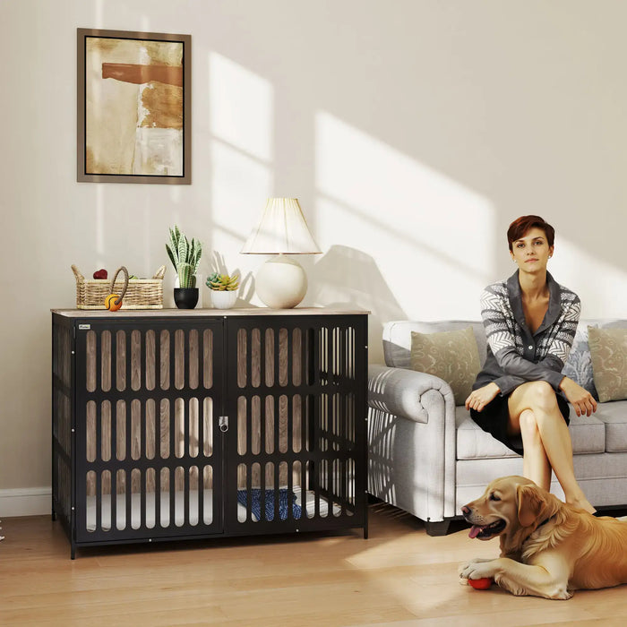 Dog Crate Furniture with Anti-Chew Resistant Mesh for Extra Large Dogs - Little and Giant Explorers PawHut