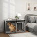 Dog Crate Furniture with Removable Cushion in Grey (73 x 118 x 60cm) - Little and Giant Explorers PawHut