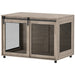 Dog Crate Furniture with Sliding Door for Extra Large Dogs in Walnut Brown - Little and Giant Explorers PawHut