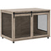 Dog Crate Furniture with Sliding Door for Extra Large Dogs in Walnut Brown - Little and Giant Explorers PawHut