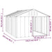Line drawing of anthracite galvanized steel dog house outdoor kennel with listed dimensions.