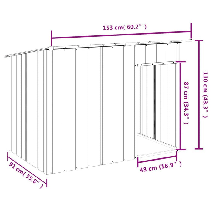 Dog House with Roof in Anthracite and Galvanised Steel (153 x 91 x 110cm) - Little and Giant Explorers vidaXL