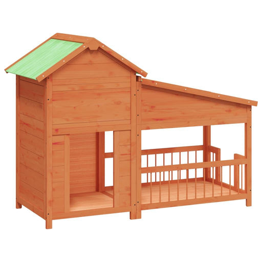 Dog Kennel in Brown and Solid Wood Pine (143 x 60.5 x 109cm) - Little and Giant Explorers vidaXL