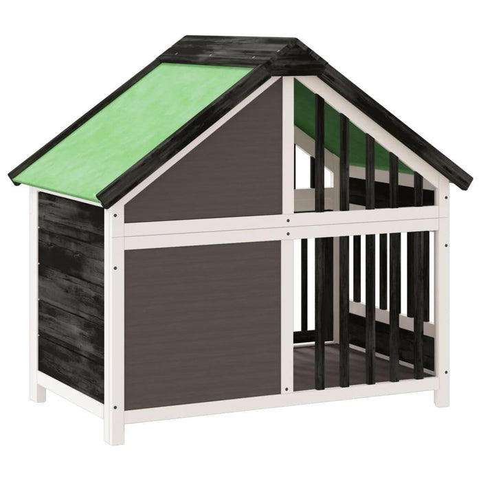 Dog Kennel in Grey and Solid Wood Pine (96 x 60.5 x 87cm) - Little and Giant Explorers vidaXL