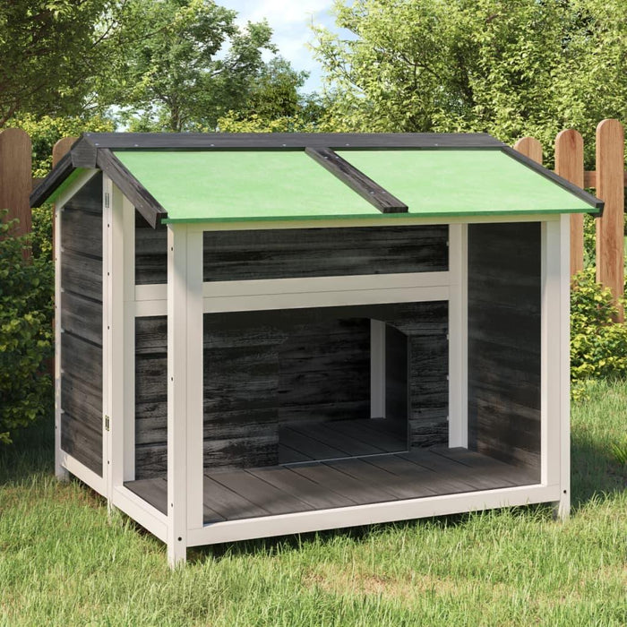 Dog Kennel in Grey and Solid Wood Pine (96 x 87 x 80.5cm) - Little and Giant Explorers vidaXL