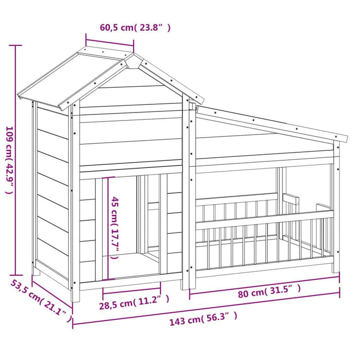 Dog Kennel in Mocha and Solid Wood Pine (143 x 60.5 x 109cm) - Little and Giant Explorers vidaXL