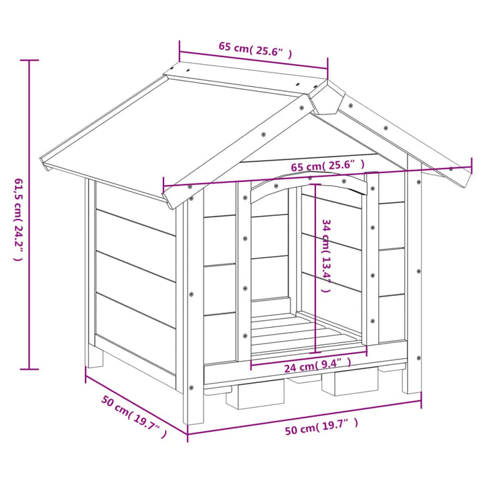 Dog Kennel Mocha 65x65x61.5 cm Solid Wood Pine - Little and Giant Explorers vidaXL