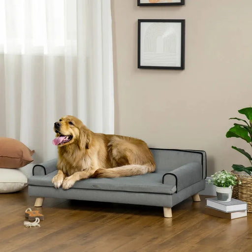 Dog Sofa with Wooden Legs for Medium and Large Dogs - Little and Giant Explorers PawHut