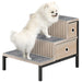 Dog Stairs with Storage – Oak Tone | 3-Step Pet Ladder - Drawers and Washable Anti-Slip Mats PAWHUT - Little and Giant Explorers PawHut