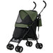 Umbrella Structure Dog Pram with Storage Bag and Cup Holder in Green - Little and Giant Explorers PawHut