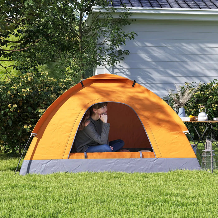 Dome Tent with Zipped Doors in Orange (2 persons) - Little and Giant Explorers Outsunny