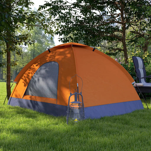 Dome Tent with Zipped Doors in Orange (2 persons) - Little and Giant Explorers Outsunny