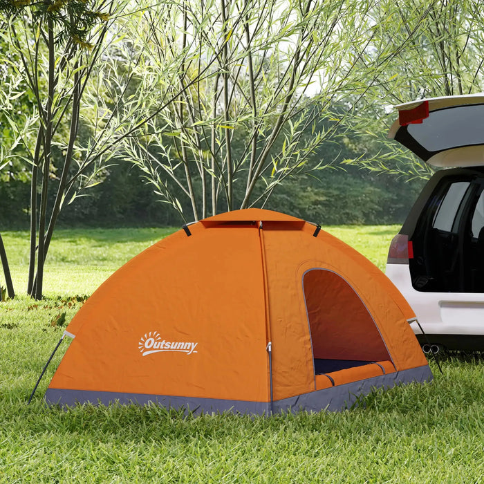 Dome Tent with Zipped Doors in Orange (2 persons) - Little and Giant Explorers Outsunny