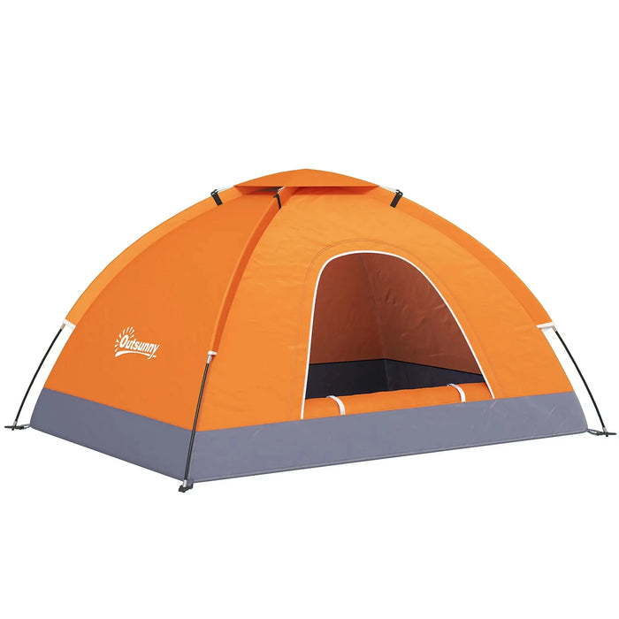 Dome Tent with Zipped Doors in Orange (2 persons) - Little and Giant Explorers Outsunny