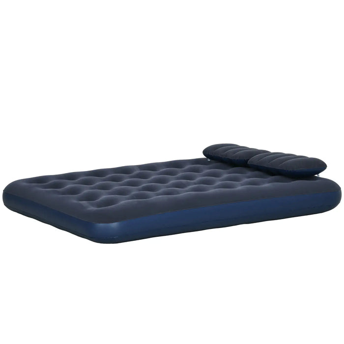Double Air Bed – Blue | 152cm Inflatable Mattress with Two Pillows and Hand Pump OUTSUNNY - Little and Giant Explorers Outsunny