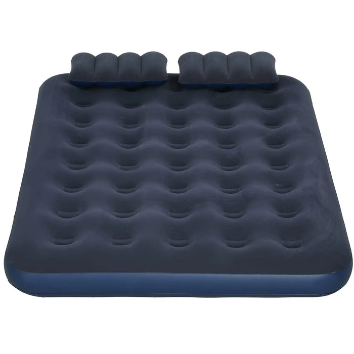 Double Air Bed – Blue | 152cm Inflatable Mattress with Two Pillows and Hand Pump OUTSUNNY - Little and Giant Explorers Outsunny
