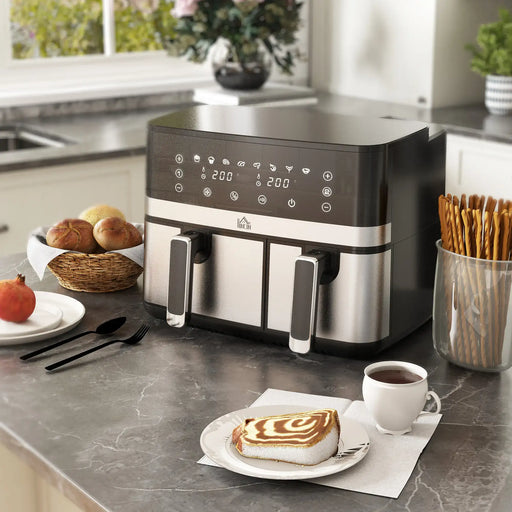 Multicooker on a kitchen counter with breakfast items