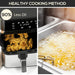 Air fryer with food and a deep fryer with oil, highlighting a healthy cooking method.