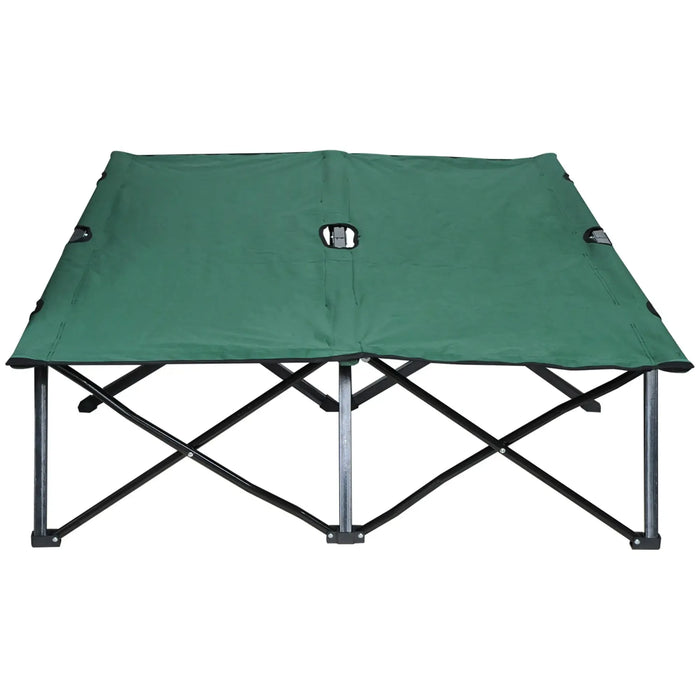 Double Camping Cot Bed with Bag in Green - Little and Giant Explorers Outsunny