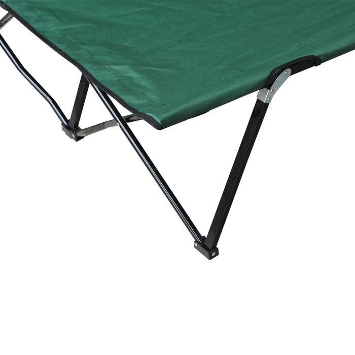 Double Camping Cot Bed with Bag in Green - Little and Giant Explorers Outsunny