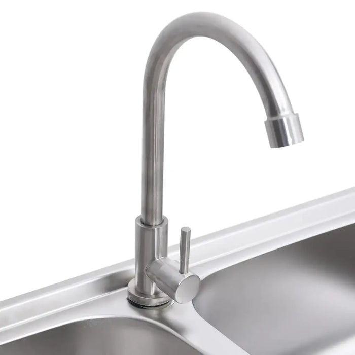Double Camping Sink – Stainless Steel Outdoor Sink | Twin Basins, Drainer and Tap VIDAXL - Little and Giant Explorers vidaXL