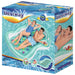 Bestway double designer inflatable lounge box with two adults relaxing in pool lounger float