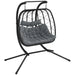 Double Egg Chair – Black and Dark Grey | 2-Seater Hanging-Style Rattan Seat OUTSUNNY - Little and Giant Explorers Outsunny
