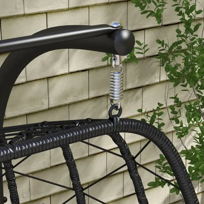 Double Egg Chair – Black and Dark Grey | 2-Seater Hanging-Style Rattan Seat OUTSUNNY - Little and Giant Explorers Outsunny