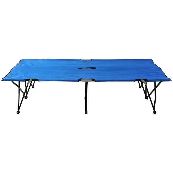 Double Folding Camping Bed – Blue | 2-Person Elevated Travel Cot with Carry Bag OUTSUNNY - Little and Giant Explorers Outsunny
