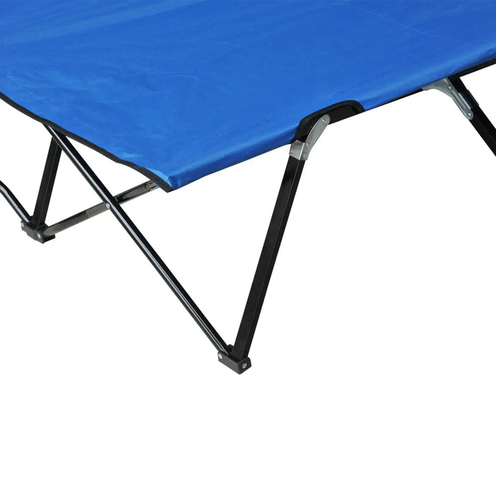Double Folding Camping Bed – Blue | 2-Person Elevated Travel Cot with Carry Bag OUTSUNNY - Little and Giant Explorers Outsunny
